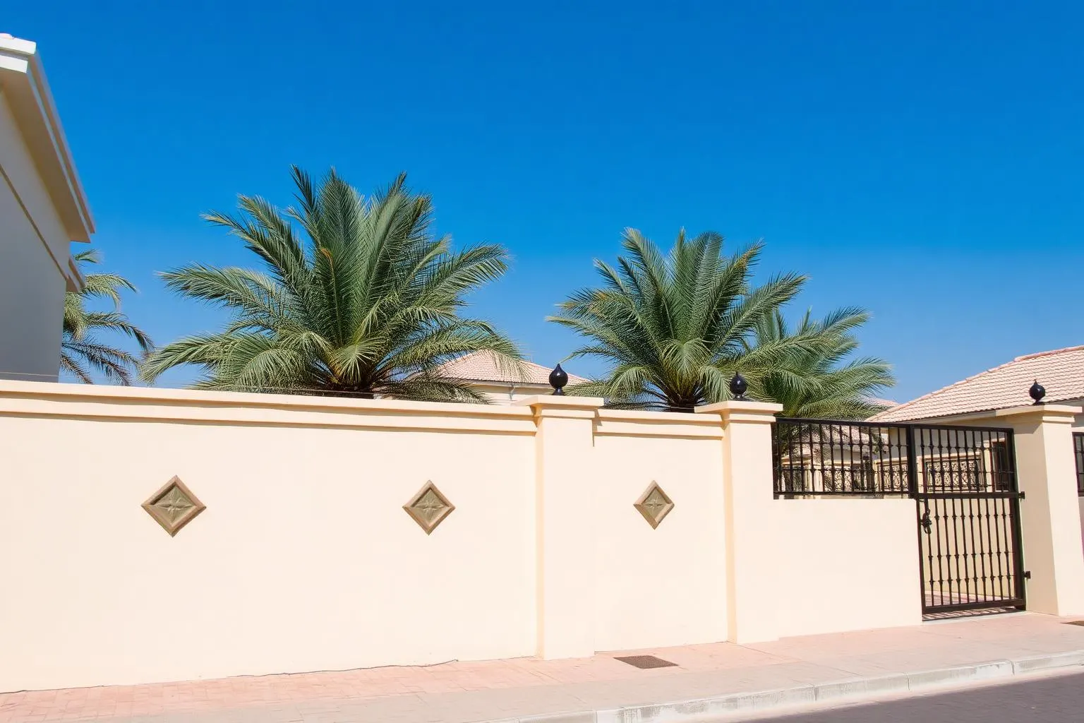 Boundary wall and fencing works around a Dubai villa compound by INFRAMEX Projects